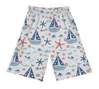 Reiacy Pantalones cortos de pijama con diseño de barco de vela de dibujos animados, pantalones de pijama de verano con cintura elástica para 6-14 años, Multicolor, XL