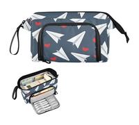 Reiacy Paper Planes - Estuche grande para lápices, bolsa de lápices de gran capacidad con asa, bolsa para bolígrafos para niñas, niños y mujeres, ideal para viajes, escuela, oficina, regalo