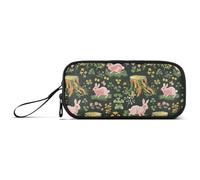 Reiacy Pink Rabbits in The Forest - Estuche para lápices de gran capacidad con compartimentos con cremallera, bolsa de papelería para niños, adolescentes y escuelas, multicolor, Talla única, Regular