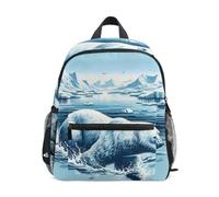 Reiacy Polar Bear Swim in The Water - Mochila escolar pequeña para niños pequeños, preescolar, mochila escolar para jardín de infantes, mochila escolar informal