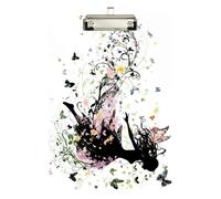 Reiacy Portapapeles de hada de verano, portapapeles de plástico A4 con perfil bajo, bonito clip decorativo plateado para enfermeras, estudiantes, profesores, oficina, 12.5 x 9 pulgadas