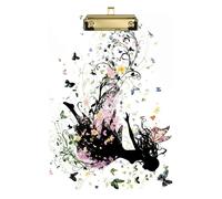 Reiacy Portapapeles de hada de verano, portapapeles de plástico A4 con perfil bajo, bonito clip dorado decorativo para enfermeras, estudiantes, profesores, oficina, 12.5 x 9 pulgadas