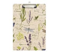 Reiacy Portapapeles de mariposa libélula escrito a mano, portapapeles de plástico A4 con perfil bajo, bonito clip decorativo plateado para enfermeras, estudiantes, profesores, oficina, 12.5 x 9