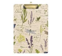 Reiacy Portapapeles de mariposa libélula escrito a mano, portapapeles de plástico A4 con perfil bajo, bonito clip dorado decorativo para enfermeras, estudiantes, profesores, oficina, 12.5 x 9 pulgadas