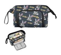 Reiacy Rabbit's Late Hope - Estuche grande para lápices de gran capacidad con asa, bolsa para bolígrafos para niñas, niños y mujeres, ideal para viajes, escuela, oficina, regalo