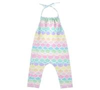 Reiacy Rainbow Mermaid Scale 01 - Peto de mezclilla para niñas pequeñas, overol de algodón suelto para niños pequeños y grandes, 1-6 años, Multicolor, 3 años