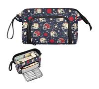 Reiacy Rugby & Stars - Estuche grande para lápices de gran capacidad con asa, bolsa para bolígrafos para niñas, niños y mujeres, ideal para viajes, escuela, oficina, regalo