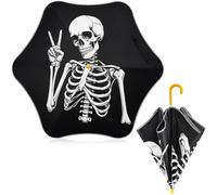 Reiacy Skeleton Man - Paraguas divertido para niños, tiras reflectantes de seguridad y protección solar, paraguas ligero con mango de fácil agarre para niñas y niños, de 3 a 8 años