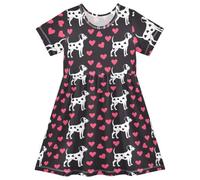 Reiacy Spotted Dog - Vestido de verano de manga corta para niñas, vestido casual de playa para 2-8 años, Perro manchado, 2 años