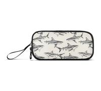 Reiacy The Hand Painted Shark Pencil Case - Estuche de gran capacidad con compartimentos con cremallera, bolsa de papelería para niños, adolescentes y escuelas, multicolor, Talla única, Regular