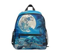 Reiacy Turtle Beach Moon - Mochila escolar pequeña para niños, mochila de hombro para preescolar, mochila escolar de jardín de infantes, mochila casual