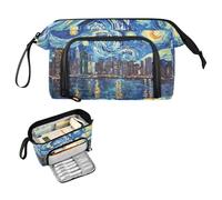 Reiacy Van V Gogh Starry City - Estuche grande para lápices de gran capacidad con asa, bolsa para bolígrafos para niñas, niños y mujeres, ideal para viajes, escuela, oficina, regalo