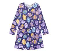 Reiacy Vestido de manga larga para niñas, vestidos casuales de huevos de Pascua morados, ajuste relajado para ropa de descanso, ropa de juego, edad 3 años, multicolor, 7 años