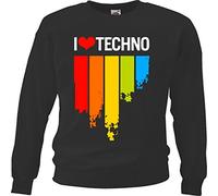 Reifen-Markt Sudadera con texto "I Love Techno Amor Lealtad Enamorado" Darling Corazón motivo n.º 3961, Negro , S