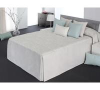 Reig Marti Colcha Edredón Tanger 01, Diseño Geométrico Floral, Jacquard Beige con Volante, 225g/m², Otoño-Invierno (150 cm)