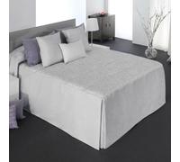 Reig Marti Colcha Edredón Tanger 01, Diseño Geométrico Floral, Jacquard Gris con Volante, 225g/m², Otoño-Invierno (150 cm)