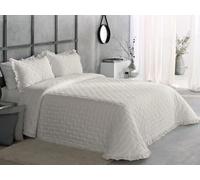 Reig Marti Colcha Myan Primavera/Verano - Diseño Bordado con Volante - Microfibra Prewashed - Incluye Funda de Cojín - Ligera, Elegante y Suave (C.01, 90 cm)