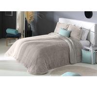 Reig Marti Edredón Conforter Sherpa Pradesh, Rayas Verticales en Relieve, Forro de Piel de Borreguillo, Incluye 1 o 2 Cojínes, 100% Poliéster (Beig, 135 cm)