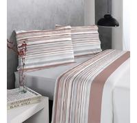Reig Marti Juego de Sábanas Nusenn, Diseño de Pinceladas Beige y Gris, 50% Algodón 50% Poliéster, Ajustable hasta 30 cm (90 cm)