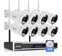 REIGY 5MP Kit Cámara de Vigilancia Exterior WiFi con 3TB HDD, 1920P Videovigilancia Set 16CH NVR + 8X Cámara, Sistema Seguridad CCTV Visión Nocturna Detección Movimiento Audio Bidirectionnel