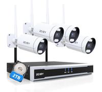 REIGY 8MP Kit Camara de Vigilancia WiFi Exterior con 2TB HDD, 4K Sistema de Seguridad 4X 2160P CAM y 16CH NVR, Visión Nocturna Audio Bidireccional Detección Movimiento IP66 Impermeable