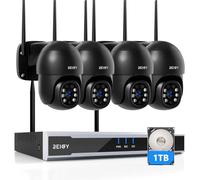 REIGY 8MP Kit Camara de Vigilancia WiFi Exterior Preinstalación del Disco Duro 1TB, 4K Sistema de Seguridad 4X 2160P PT CAM y 16CH NVR, Visión Nocturna Colorida Seguimiento de Movimiento Audio 2-Way