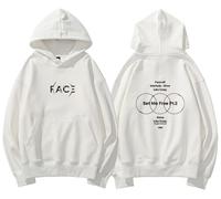 REIK Jimin Solo FACE Hip Hop Sudaderas con capucha de manga larga para fans de Jimin BTS Like Crazy Kpop Fans Support Pullover Sudaderas, Cara Blanca, S