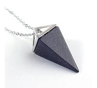 Reiki Chakra Piramide Pendolo Gemma Naturale di Pietra Del Pendente Della Collana Monili Europei Hexagon Cristallo di Modo Pilastro Amuleto Gioielli-Blue Sand PLATA