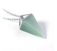 Reiki Chakra Piramide Pendolo Gemma Naturale di Pietra Del Pendente Della Collana Monili Europei Hexagon Cristallo di Modo Pilastro Amuleto Gioielli-Green Aventurine SIL
