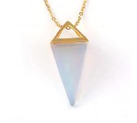 Reiki Chakra Piramide Pendolo Gemma Naturale di Pietra Del Pendente Della Collana Monili Europei Hexagon Cristallo di Modo Pilastro Amuleto Gioielli-Opal GOLD