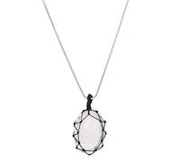 Reiki energía espiritual gema medallón joyería forma ovalada cristal cuarzo piedra hilo envolver collar colgante-Blessfull Healing