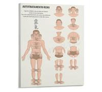 Reiki Energy Flow Poster Illustrated Chart of Channels and Symbols Canvas Wall Art for Healing Space or Spiritual Corner(Framed,16x24inch(40x60cm))