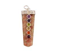 Reiki espiritual fe curación piedra preciosa siete chakras símbolo collar plano piedra solar colgante-Blessfull Healing