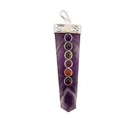 Reiki espiritual fe curación piedras preciosas siete chakras símbolo collar plano colgante de amatista-Blessfull Healing