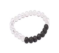 Reiki Faith Healing Gemstone para Unisex Lava Rock con Crystal Quartz 8 mm Round Beads Stretch Bracelet-Blessfull Healing