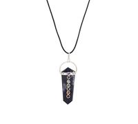 Reiki Faith Healing Piedra preciosa espiritual 7 Chakra Símbolo Alambre Collar plano Colgante de cuarzo transparente-Blessfull Healing