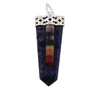 Reiki fe espiritual curación de piedras preciosas siete chakras collar plano lapislázuli colgante-Blessfull Healing