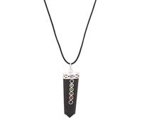 Reiki Fe espiritual Curación Piedra preciosa 7 Chakra Símbolo Collar plano Colgante de turmalina negra-Blessfull Healing