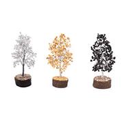 Reiki Gift Vastu Silver Wire Combo Combo Yellow Aventurine, Black Tourmaline, Crystal Quartz Meditation Feng Shui Decoración de mesa Tree-Blessfull Healing