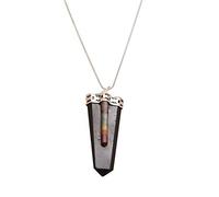 Reiki Healing Crystal Gemstone Black Agate 7 Chakra Stick Colgante plano Collar-Blessfull Healing