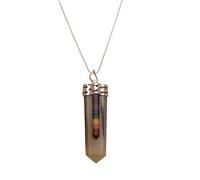 Reiki Healing Crystal Gemstone Black Banded Agate 7 Chakra Stick Colgante plano Collar-Blessfull Healing