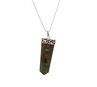 Reiki Healing Crystal Gemstone Green Jade 7 Chakra Stick Flat Pendant Necklace-Blessfull Healing