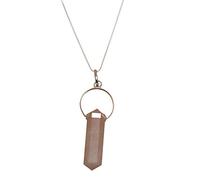 Reiki Healing Crystal Gemstone Rose Quartz 6 Side Wire Up Double Point Wand Colgante Collar-Blessfull Healing