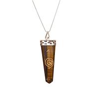 Reiki Healing Crystal Gemstone Tiger Eye Usui Símbolo Flat Pendant Necklace-Blessfull Healing