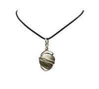 Reiki Healing Crystal Golden Pyrite Stone Wire Wrap Tumble Collar Colgante - Bendita curación completa
