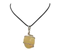 Reiki Healing Crystal Yellow Jade Stone Wire Wrap Tumble Collar Colgante - Bendita curación completa