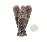 Reiki Healing Gemstone Tallado Guardián Espiritual Bolsillo Granate Matriz Estatua de Ángel 2 "Pulgadas Aproximadamente con Selenita Cube-Blessfull Healing