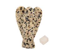 Reiki Healing Gemstone Tallado Guardián Espiritual Estatua de Ángel Dálmata de Bolsillo 2 "Pulgadas Aproximadamente con Selenita Cube-Blessfull Healing