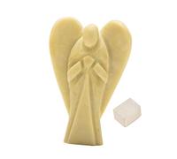 Reiki Healing Gemstone Tallado Guardián Espiritual Pocket Serpentine Angel Estatua 2 "Pulgadas Aproximadamente Con Selenita Cube-Blessfull Healing