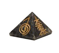 Reiki Healing Usui Símbolos Chakra Piedras preciosas Pirámide de 1 pulgada (Larvikite)